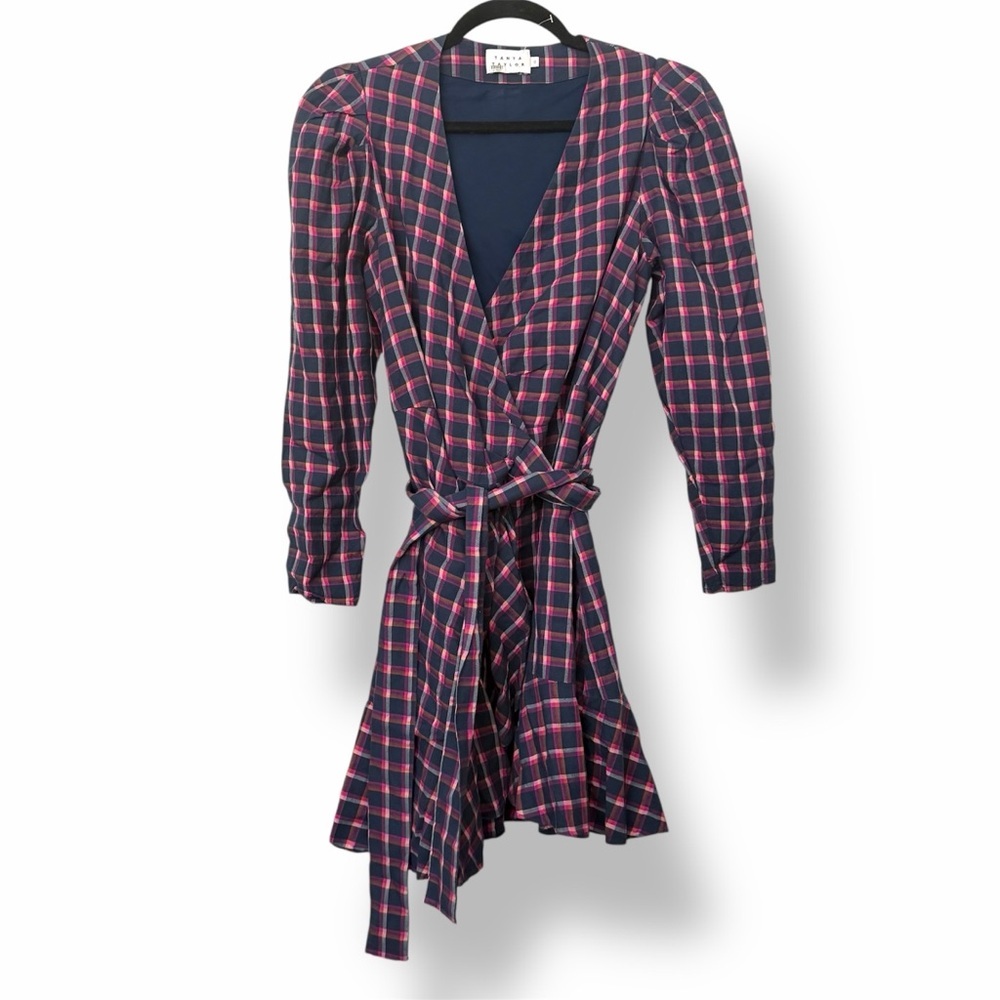 Tanya Taylor Plaid Lexi Wrap Mini Dress - Picture 3 of 6